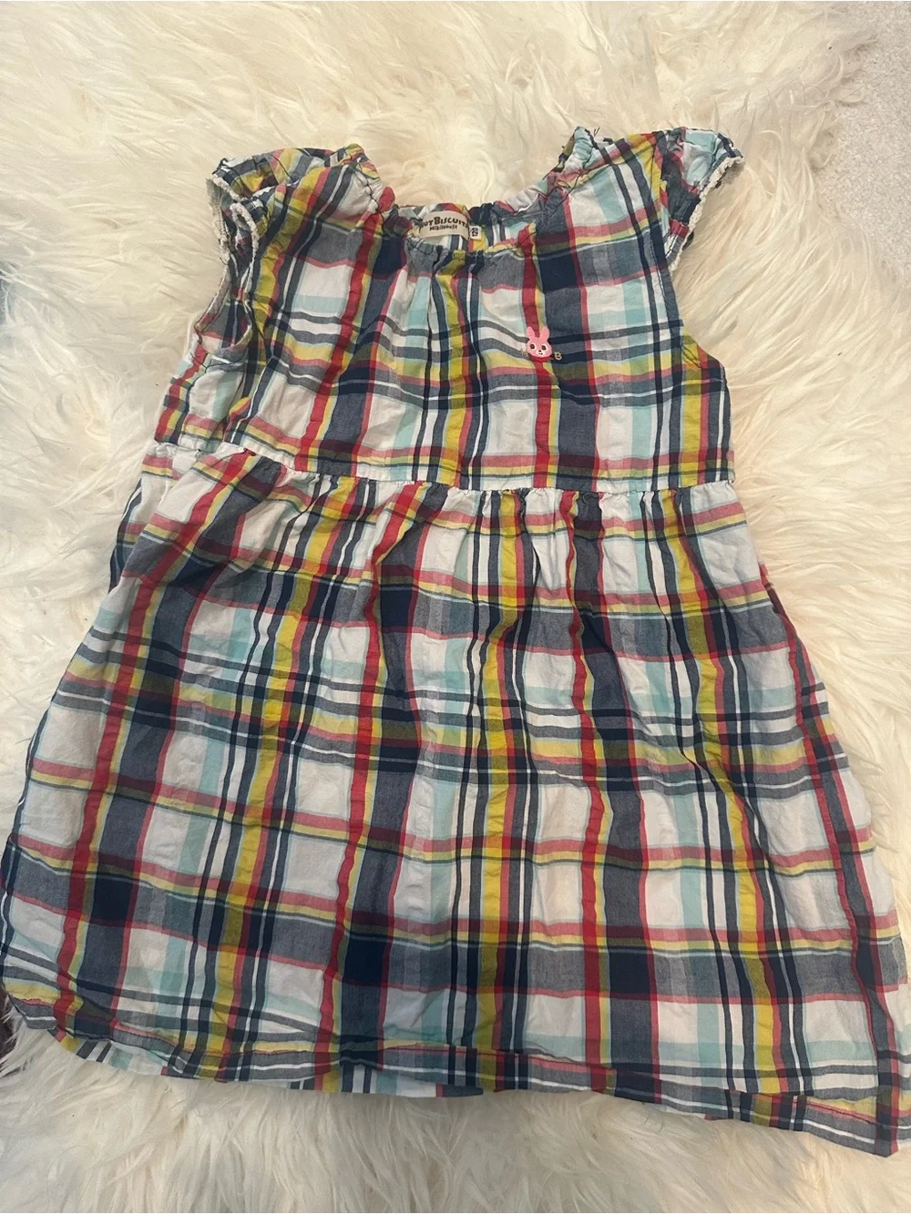 Plaid Cotton Girls' Sundress in Multicolor